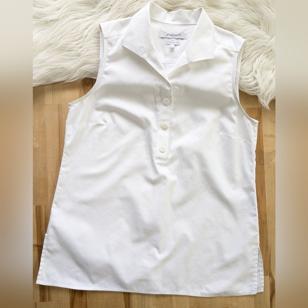 {Foxcroft NYC} White Heritage Sleeveless Non-iron Top